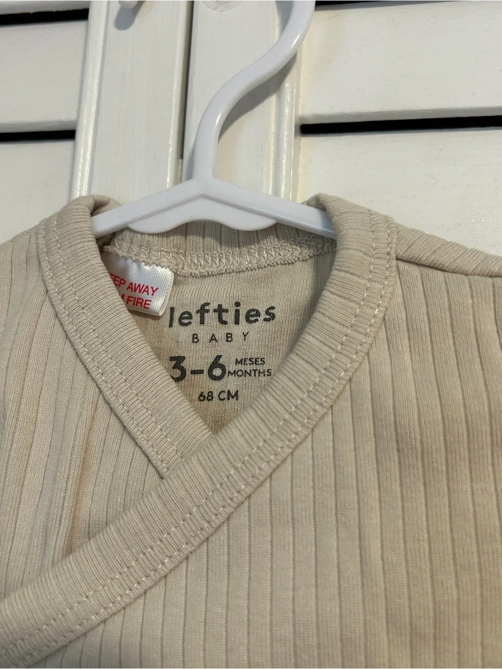 Lefties Baby Neutral Ribbed Wrap-Front One-Piece Bodysuit - Cream